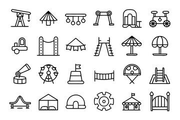 Poster - Comprehensive collection of playful children s park activity symbols and graphics perfect for app interfaces and digital content creation featuring bright engaging elements