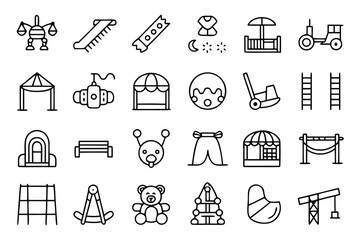 Poster - Comprehensive collection of playful outdoor recreation symbols for children s amusement areas perfect for app interfaces and digital content creation