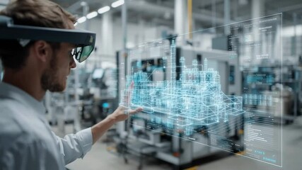 Poster - Augmented Reality Interaction with Holographic Model of Industrial Facility Showcasing Advanced Technology and Innovation Engineering and Digital