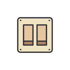 Poster - Isolated Illustration Of A Double Light Switch With A Beige Finish