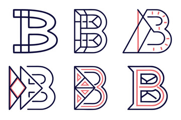 Aufkleber - Modern abstract letter b emblem design featuring bold geometric shapes and a striking color palette of black yellow cyan and magenta for branding