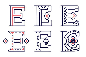 Aufkleber - Abstract letter e branding element design featuring bold geometric shapes and a striking color palette of black yellow cyan and magenta for modern identity creation