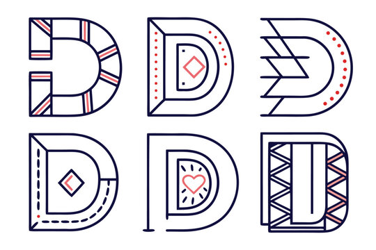 Abstract letter d branding element featuring bold geometric shapes and a vibrant color palette of black yellow cyan and magenta