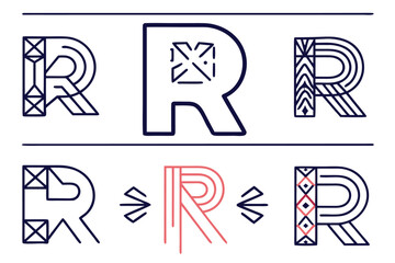 Aufkleber - Abstract letter r logo design featuring a bold modern aesthetic with a striking color palette of black yellow cyan and magenta for branding and identity projects