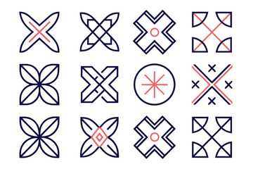 Aufkleber - Modern abstract letter x symbol design featuring bold geometric shapes and vibrant color palette
