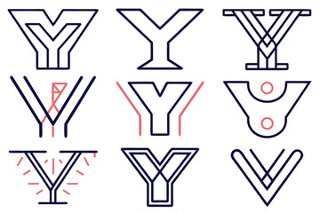 Aufkleber - Modern abstract letter y logo design featuring bold geometric shapes in a striking black and yellow color palette