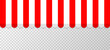 © elena_garder - Vector illustration of red and white striped canopy awning for shop or cafe storefront isolated on white background, perfect for summer designs.