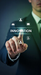 Poster - Close-up of hand interacting with digital interface displaying 