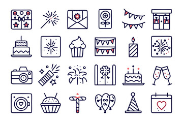 Poster - Chic celebration symbols collection featuring minimalist graphics for festive occasions and event design elements