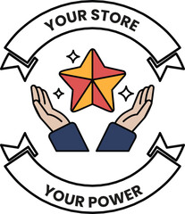 Fototapete - A star is surrounded by two hands