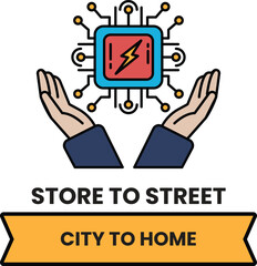 Fototapete - A hand holding a computer chip with a lightning bolt on it