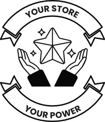 Fototapete - A black and white image of two hands holding a star with the words 