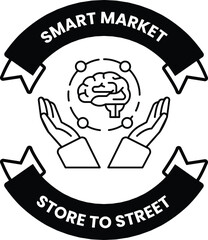 Fototapete - A black and white logo for a store called Smart Market