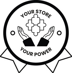 Fototapete - A black and white logo with a puzzle piece