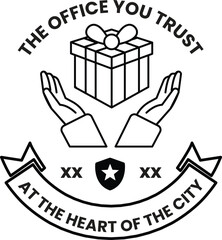 Fototapete - A black and white image of two hands holding a box with the words 