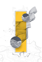 Poster - Abstract wireframe background. Modern science or technology art elements. Surface illustration inside circles