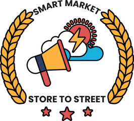 Fototapete - A smart market logo with a microphone and a star