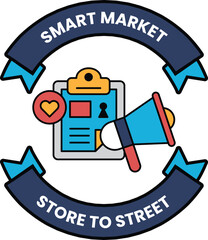 Fototapete - A blue and white logo for a store called Smart Market