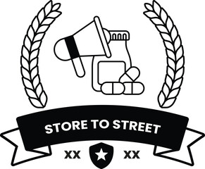 Fototapete - Store to street is a logo for a store that sells medicine