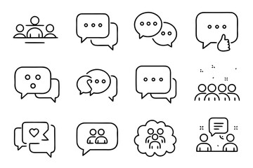 Poster - Collection of stylized speech bubbles and communication elements featuring distinct shapes and outlined designs for digital messaging and conversation interfaces