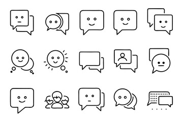 Poster - Collection of stylized chat communication bubbles showcasing different message types and conversational elements in a clean modern design aesthetic