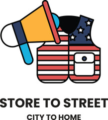 Fototapete - Store to street is a logo for City to Home