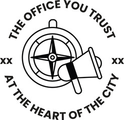 Fototapete - The Office You Trust logo is a compass with a megaphone