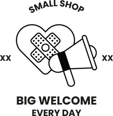 Fototapete - A small shop logo with a heart and an earbud