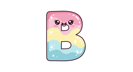 Aufkleber - Vector cute letter b alphabet design for kids education learning material and creative projects with pastel color