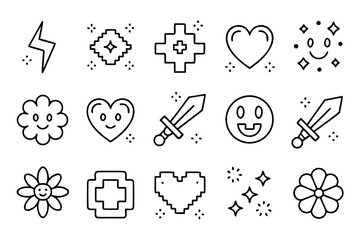 Poster - A curated collection of hand drawn graphic elements capturing the vibrant and nostalgic essence of the y2k and groovy eras perfect for creative projects