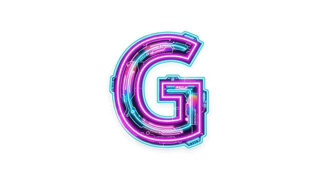 Vector download letter g neon light effect glowing alphabet font style futuristic design illustration vector 3d art