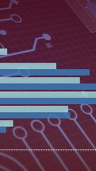 Poster - Bar chart showing monthly data over circuit board animation