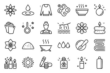 Leinwandbilder - Collection of minimalist thin line linear style icons representing various spa and wellness elements perfect for web and digital applications