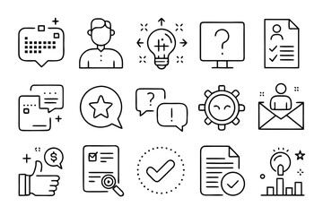 Fototapete - Comprehensive collection of clean modern line art symbols representing various survey and web related concepts for digital interfaces and applications