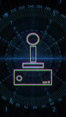 Poster - Retro joystick and numbers, gaming technology animation