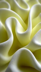 Poster - Delicate Serenity in Waves Abstracted Soft Yellow Swirls and Fluid Motion Create a Soothing Effect