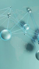 Poster - Global network connections and data points animation over world map