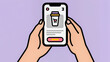 © Olena - An illustration showing two hands holding a modern smartphone. The phone screen displays an online ordering app, with a large image of a glass of drink (likely coffee or another takeaway beverage) wit