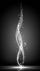 Poster - Abstract Silver Wave of Light with Glitter and Bokeh Effect Against Dark Background for Design