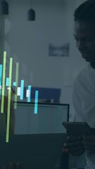 Poster - Animation of financial data processing over diverse business people in office