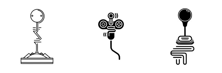 Poster - Silhouette pictograms of various interactive devices showcasing modern technology concepts