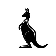 Poster - Stylized silhouette of a kangaroo in profile view capturing the essence of wildlife in a minimalist design