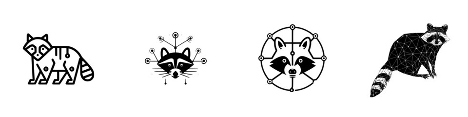 Poster - Raccoon illustrations featuring unique designs and styles showcasing their playful and curious nature in various artistic representations
