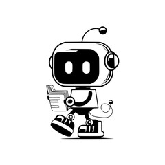 Poster - Vector illustration of a robot reading a book, showcasing a playful design suitable for educational or tech-themed projects