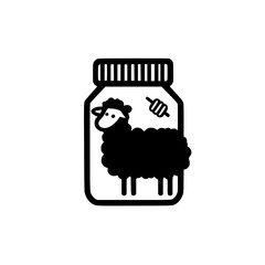 Poster - Unique silhouette pictogram of a sheep inside a jar highlighting creative graphic design elements for various uses