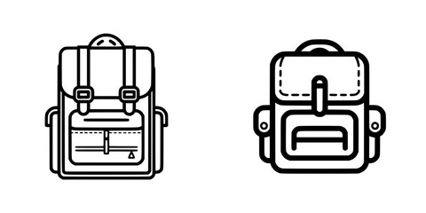 Poster - Silhouette pictogram icons of backpacks for education, travel, and outdoor activities