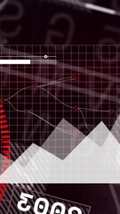  - Digital graph and data analysis animation over abstract red and black background