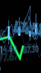 Poster - Animation of fluctuating stock market graph with green trend line