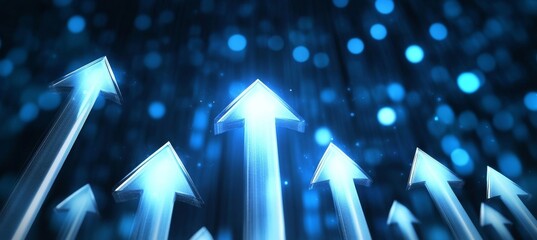 Poster - Futuristic blue arrows symbolize progress and innovation in technology, driving growth and success.