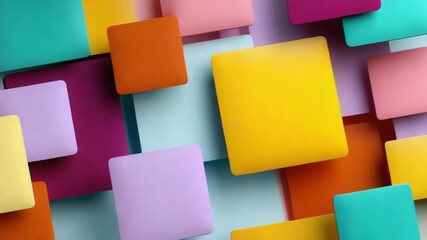 Poster - A colorful image of squares in various colors. The squares are arranged in a way that creates a sense of depth and dimension. The image is vibrant and lively, with a playful and creative feel